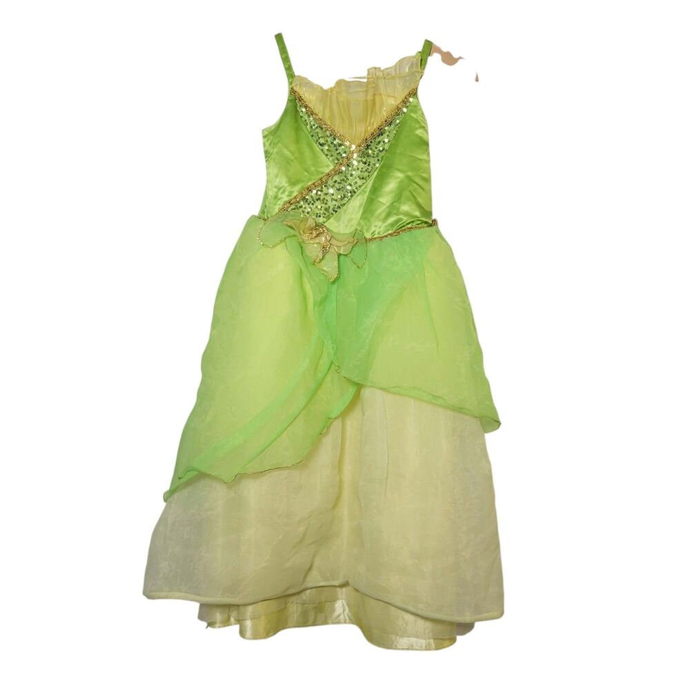 Disney Tiana Dress Deluxe Costume Girls 7/8 Princess & the Frog Fairy Tale Cospl